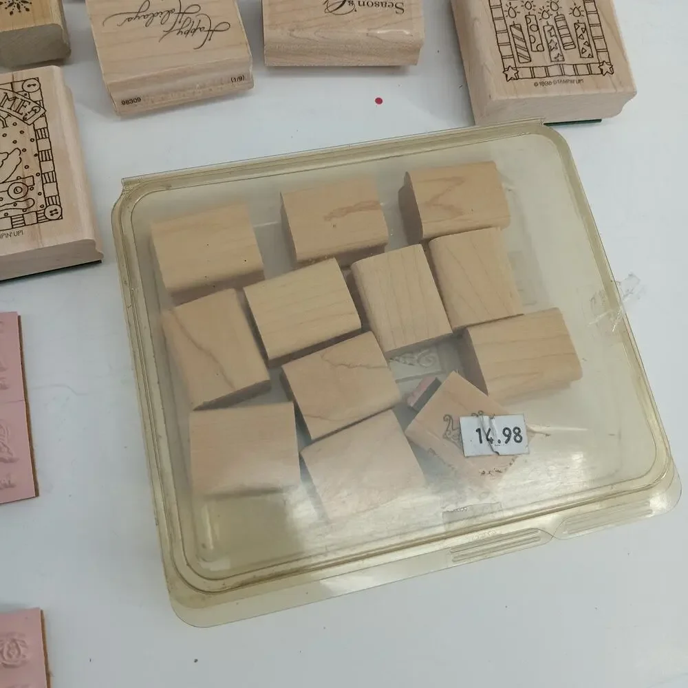 Rubber Stamp Lot 46+ Christmas Kids Shapes Wood Craft
